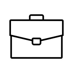 Single black briefcase line icon, simple business working bag flat design interface infographic element for app ui ux web button, vector isolated on white background