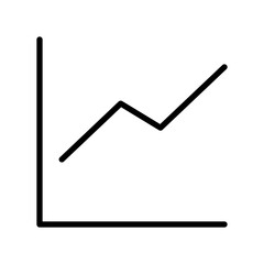 Single black arrow growing up on chart graph bars line icon, success graph trending upwards flat design interface infographic element for app ui ux web button, vector isolated on white background