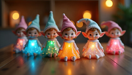 Fototapeta premium Warmly Lit Elf Keychains with Shimmering Texture