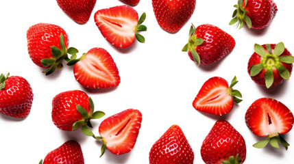 set of strawberries isolated on white background