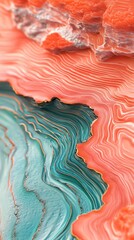 A close-up of colorful layered minerals showcasing intricate patterns and textures.