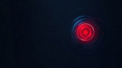 A glowing red circle surrounded by rings, set against a dark background, creating a striking visual contrast and a sense of depth.