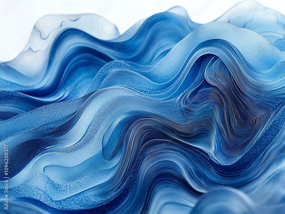 Aufkleber a close-up of flowing blue waves, showcasing texture and depth in a fluid design.