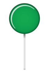 Green lollipop on stick. Lollipop sugar candy on stick. Illustration for new years day, winter holiday, dessert, new years event. Vector illustration