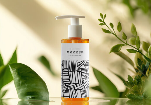 Realistic Liquid Soap, Shampoo, and Skincare Dispenser Bottle Mockup &ndash; AI-Generated Design for Cosmetics, Hygiene, and Personal Care Branding