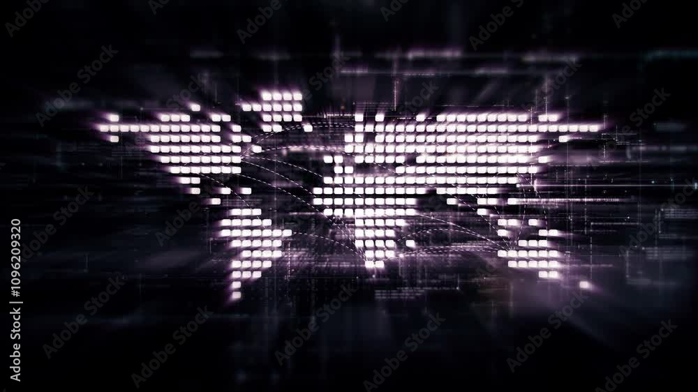 Aufkleber Futuristic global network simulation blending AI, quantum physics, and deep learning, with a particle matrix analyzing data in a sleek, HUD-style interface