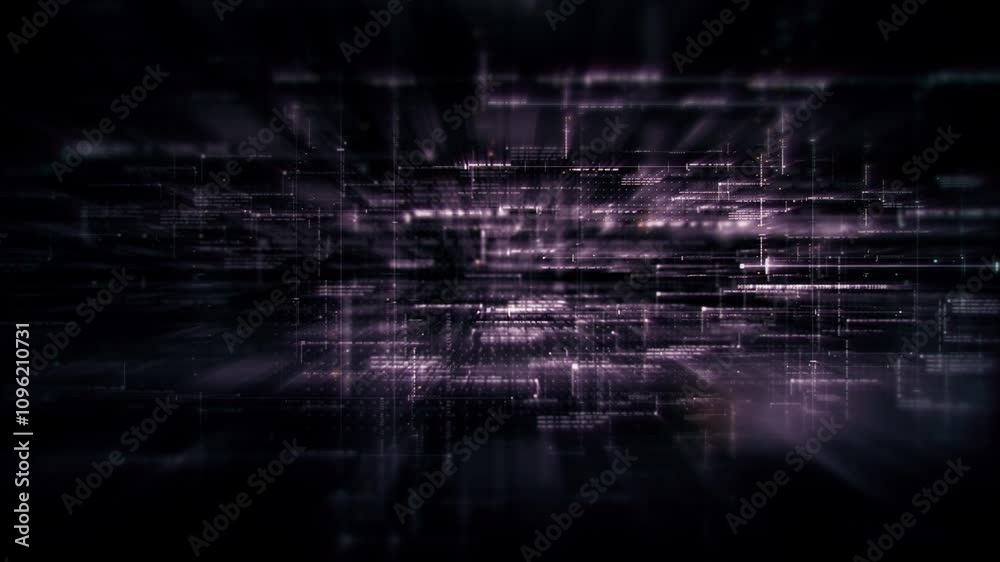 Aufkleber Futuristic network simulation blending AI, quantum physics, and deep learning, with a particle matrix analyzing data in a sleek, HUD-style interface