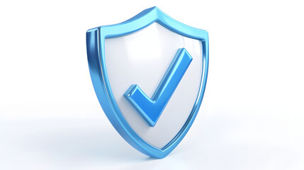 
cartoon 3d Icon safety shield check mark perspective . . 3d vector illustration. white background
