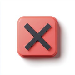 Obraz premium 3d check wrong icon isolated on white background. negative check list button choice for false, correct, tick, problem, fail on application. emergency icon vector with shadow 3D rendering illustration 