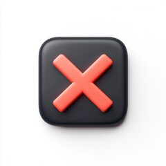 Obraz premium 3d check wrong icon isolated on white background. negative check list button choice for false, correct, tick, problem, fail on application. emergency icon vector with shadow 3D rendering illustration 