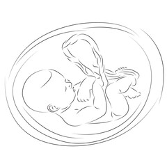 One continuous single drawing line art flat doodle pregnancy, baby, pregnant, birth, womb. Isolated image hand draw contour on a white background
