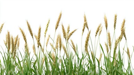 Golden Wheat and Lush Green Grass