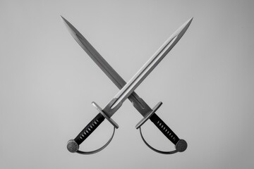 Two swords crossed in a simple  elegant design.