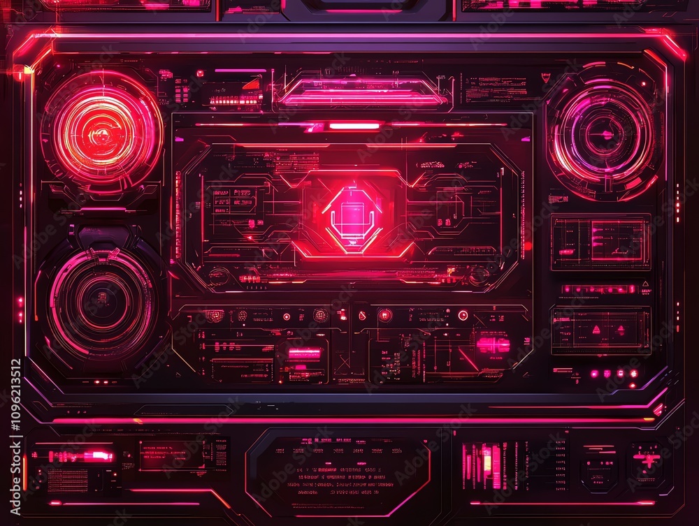 Poster Futuristic interface with glowing elements and a high-tech design.