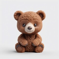 Obraz premium Adorable Brown Teddy Bear Cub Cute Cartoon 3D Render Soft Toy