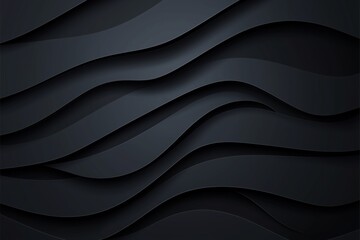 Fototapeta premium Black abstract background design. Modern wavy line pattern (guilloche curves) in monochrome colors. Premium stripe texture for banner, business background. Dark horizontal vector template 