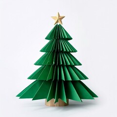 Fototapeta premium Isolated origami paper Christmas holiday tree