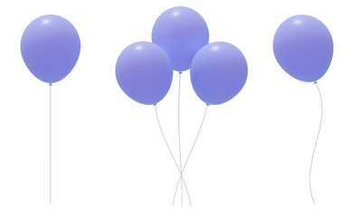 3d candy blue purple baloon illustration set, isolated background, png, glossy and soft texture baloons