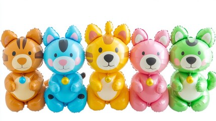 Naklejka premium Colorful Animal Balloons Lined Up for Festive Celebrations
