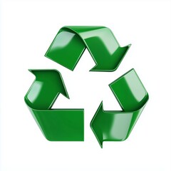Obraz premium Green 3d recycle icon. Recycling sign isolated on white background 