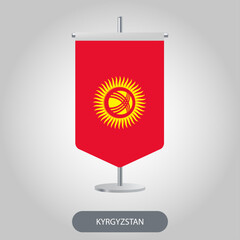 Kyrgyzstan vertical table flag on light grey background. Kyrgyzstan vertical desk flag isolated on grey background	
