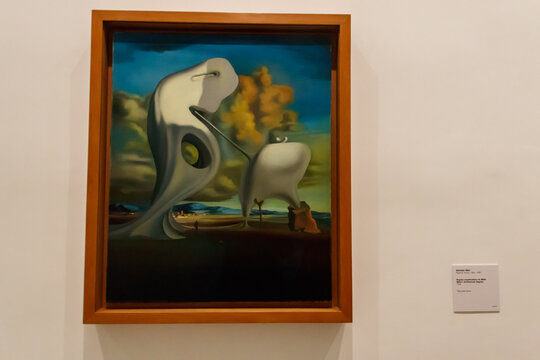 Painting Millet's Architectonic Angelus, 1933 by Salvador Dali in Queen Sofia National Museum Art Centre, Madrid, Spain