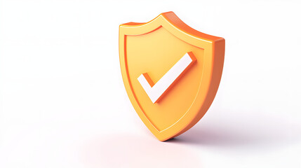 
cartoon 3d Icon safety shield check mark perspective . . 3d vector illustration. white background