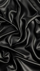 Obraz premium Luxurious black silk fabric with elegant folds and creases, creating a sensual and sophisticated texture. Smooth surface reflects light, showcasing its glossy finish.