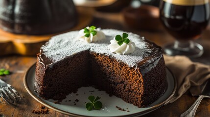 Chocolate Guinness Cake with Shamrocks