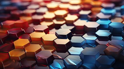 Fototapeta premium The abstract background features a grid of pastel colored hexagons, with soft gradients and subtle textures adding depth and interest.