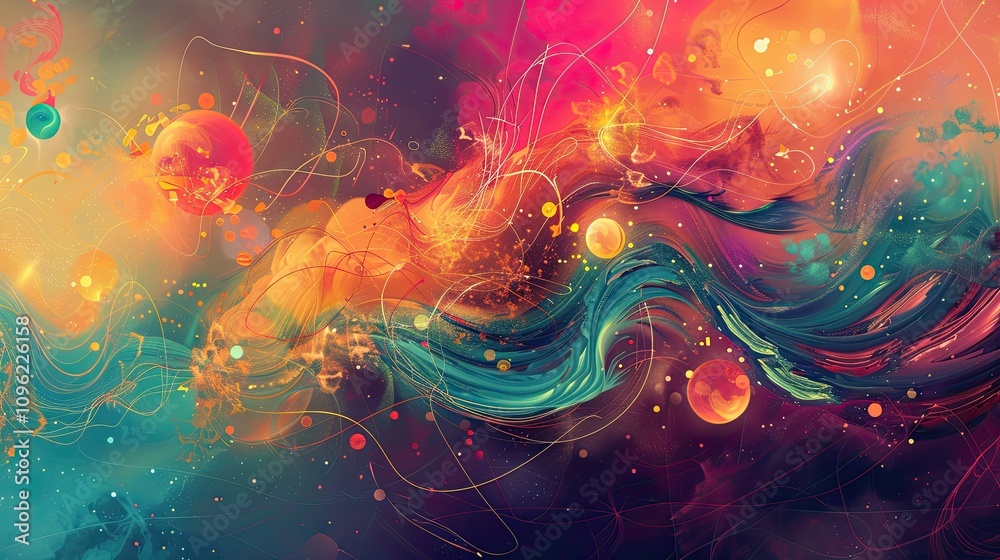 Wall mural abstract fantasy background and elements that inspire happiness like in a fairy tale.
