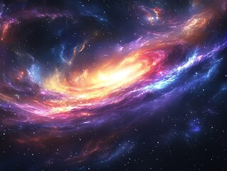 Fototapeta premium A vibrant cosmic scene showcasing swirling galaxies and colorful nebulae in deep space.