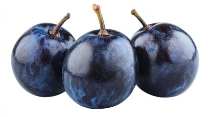 Obraz premium Three Exquisite Dark Blue Plums