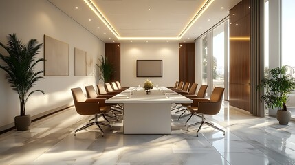Fototapeta premium Corporate meeting setup modern conference room business environment