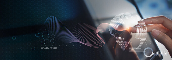 Abstract technology background, internet global network connection, digital transformation concept....