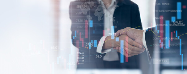 Business finance and investment background, global business and data analysis concept. Businessmen...