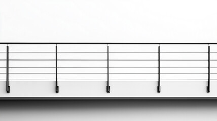 Durable Steel Railing with Wire Cables on Transparent Background..