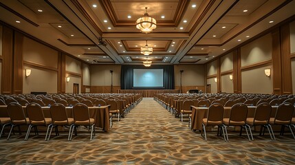 Fototapeta premium Conference setup convention center event space indoor wide-angle view