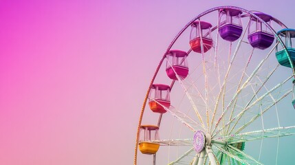Vibrant Ferris Wheel Against a Pastel Sky: A Symbol of Joy and Excitement