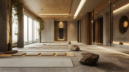 Karate dojo with traditional elements and calming interior