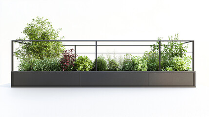 Fototapeta premium Stylish Steel Railing with Integrated Planter Boxes for Roof Spaces on Transparent Background..
