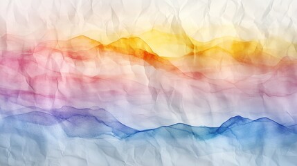 Obraz premium A fluid and ethereal watercolor painting filled with layers of vibrant colors and delicate washes, evoking a sense of tranquility and serenity on a crinkled paper texture.