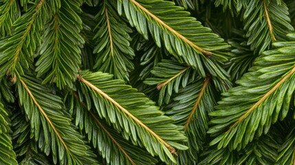 Detailed Close-Up of Vibrant Green Fir Leaves Showcasing Texture and Natural Light Highlights Amongst Lush Foliage