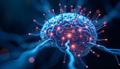 Color neural network with glowing synapses and connections in a dark background