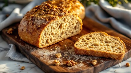 Artisan gluten-free sourdough, buckwheat, and walnuts for a delicious, wholesome loaf.