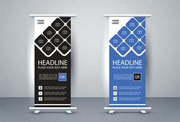 Retractable x stand banner pull popup banner template with a distinctive design for a stylish corporate business roll-up banner signs standee