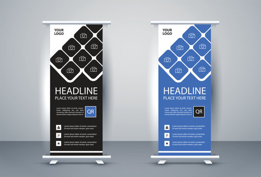 Retractable x stand banner pull popup banner template with a distinctive design for a stylish corporate business roll-up banner signs standee