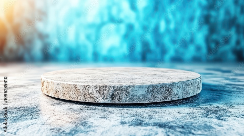 Poster Modern concrete display stand minimalist studio 3d render calm atmosphere close-up view