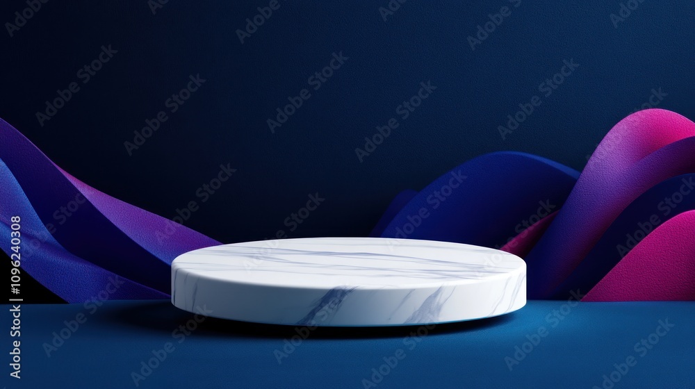 Poster Elegant marble platform display modern studio product showcase minimalist design close-up view