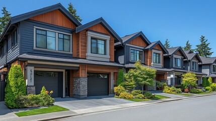 Luxury Modern Townhouses on a Sunny Day